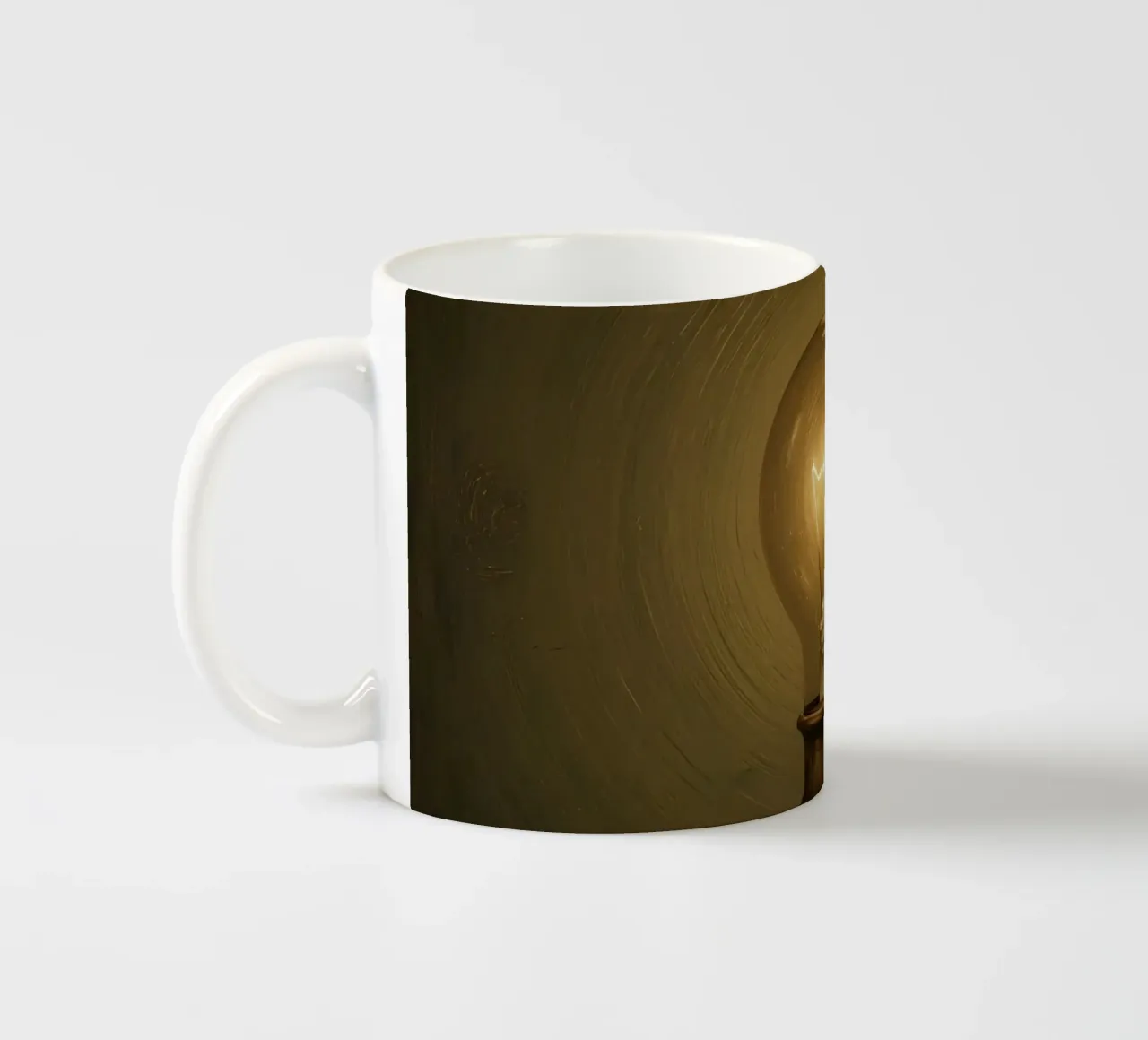 Lampadina illuminata su supporto in metallo tazza in ceramica da DesignDoodle
