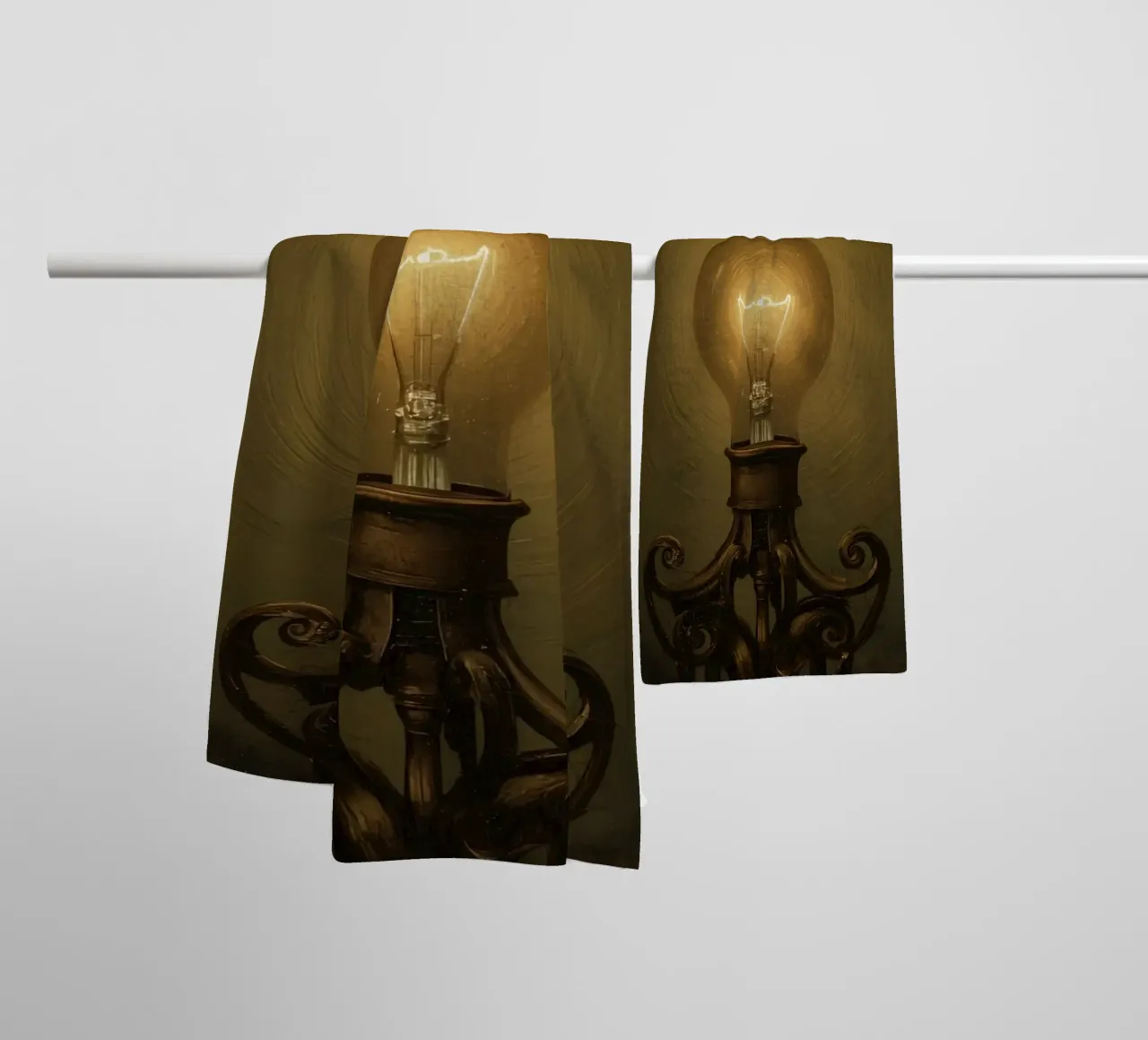 Lampadina illuminata su supporto in metallo asciugamano da bagno da DesignDoodle