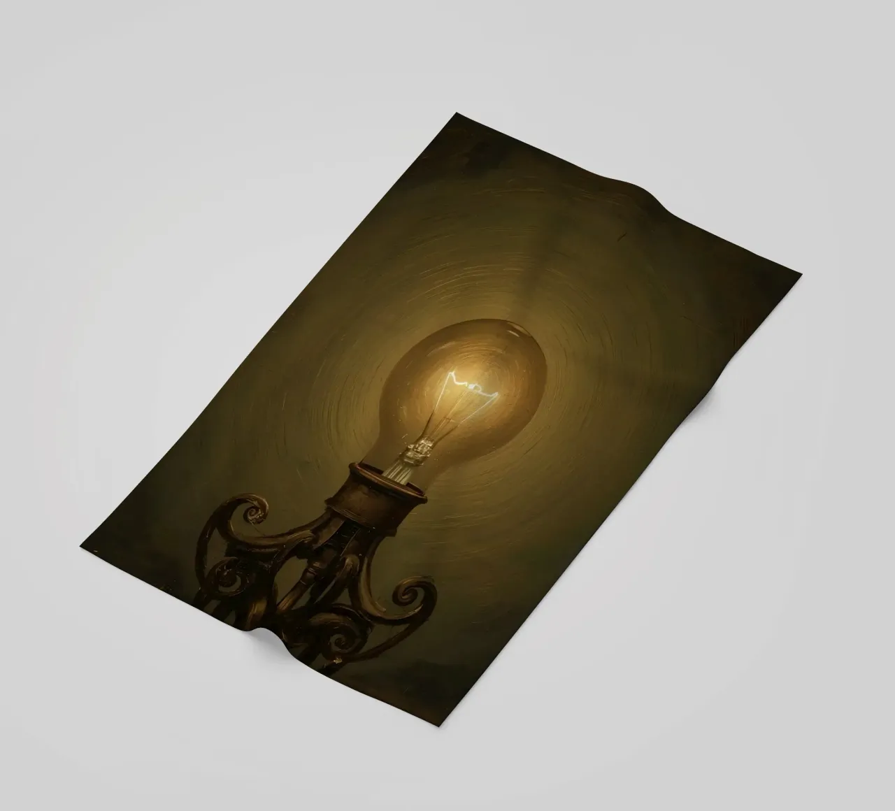 Lampadina illuminata su supporto in metallo telo mare da DesignDoodle