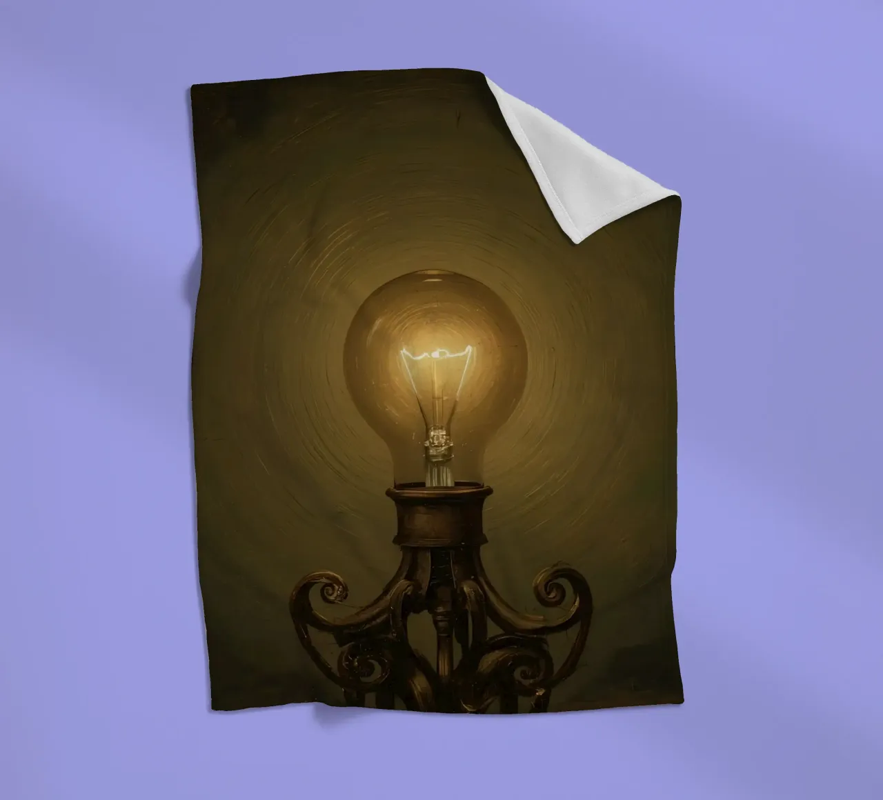 Lampadina illuminata su supporto in metallo coperta in pile da DesignDoodle