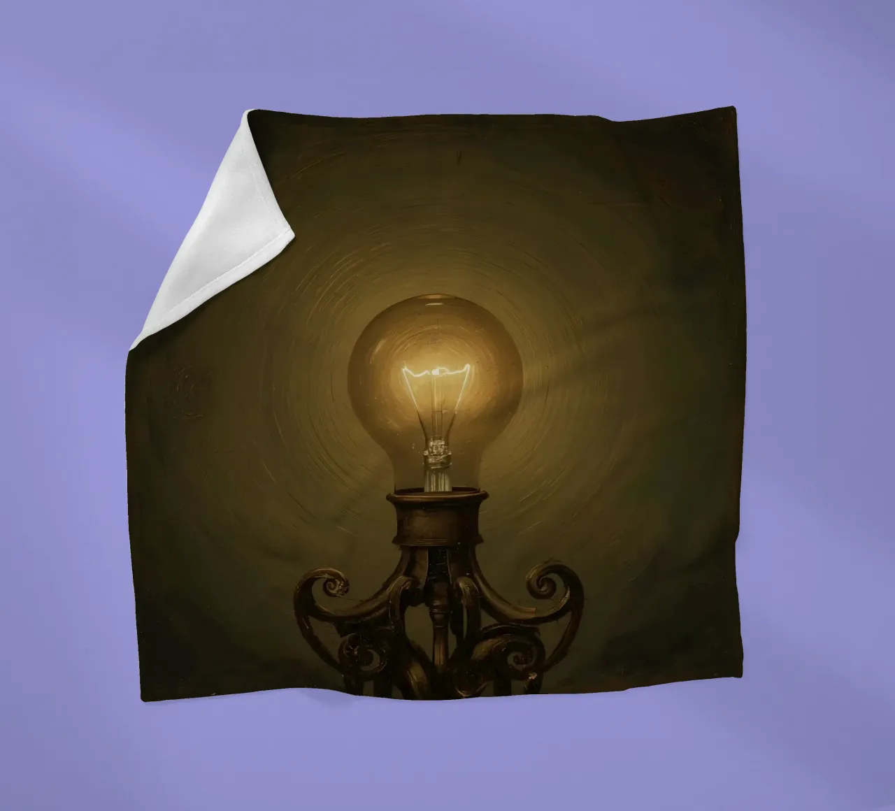 Lampadina illuminata su supporto in metallo coperta in pile da DesignDoodle