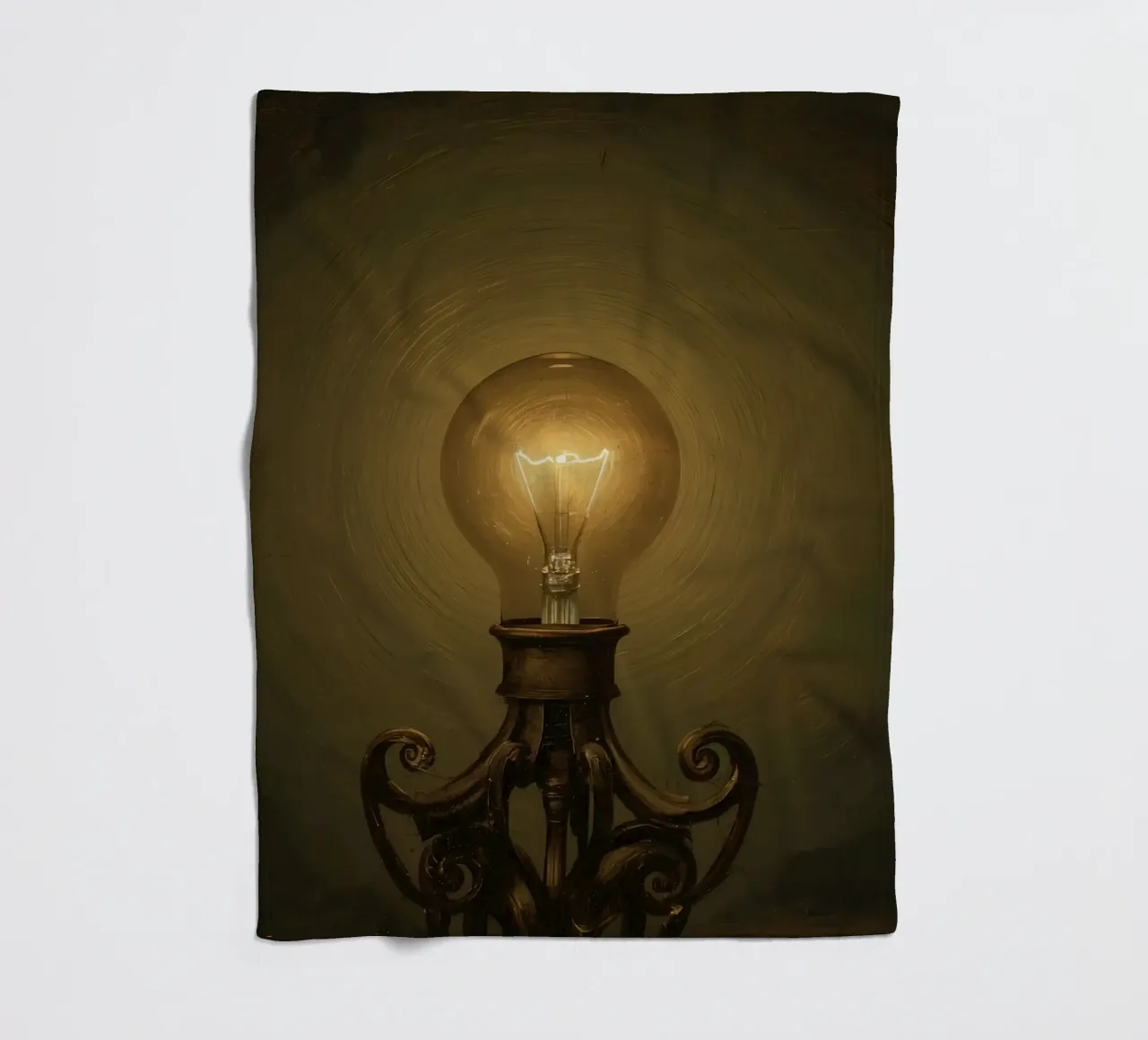 Lampadina illuminata su supporto in metallo coperta in pile da DesignDoodle