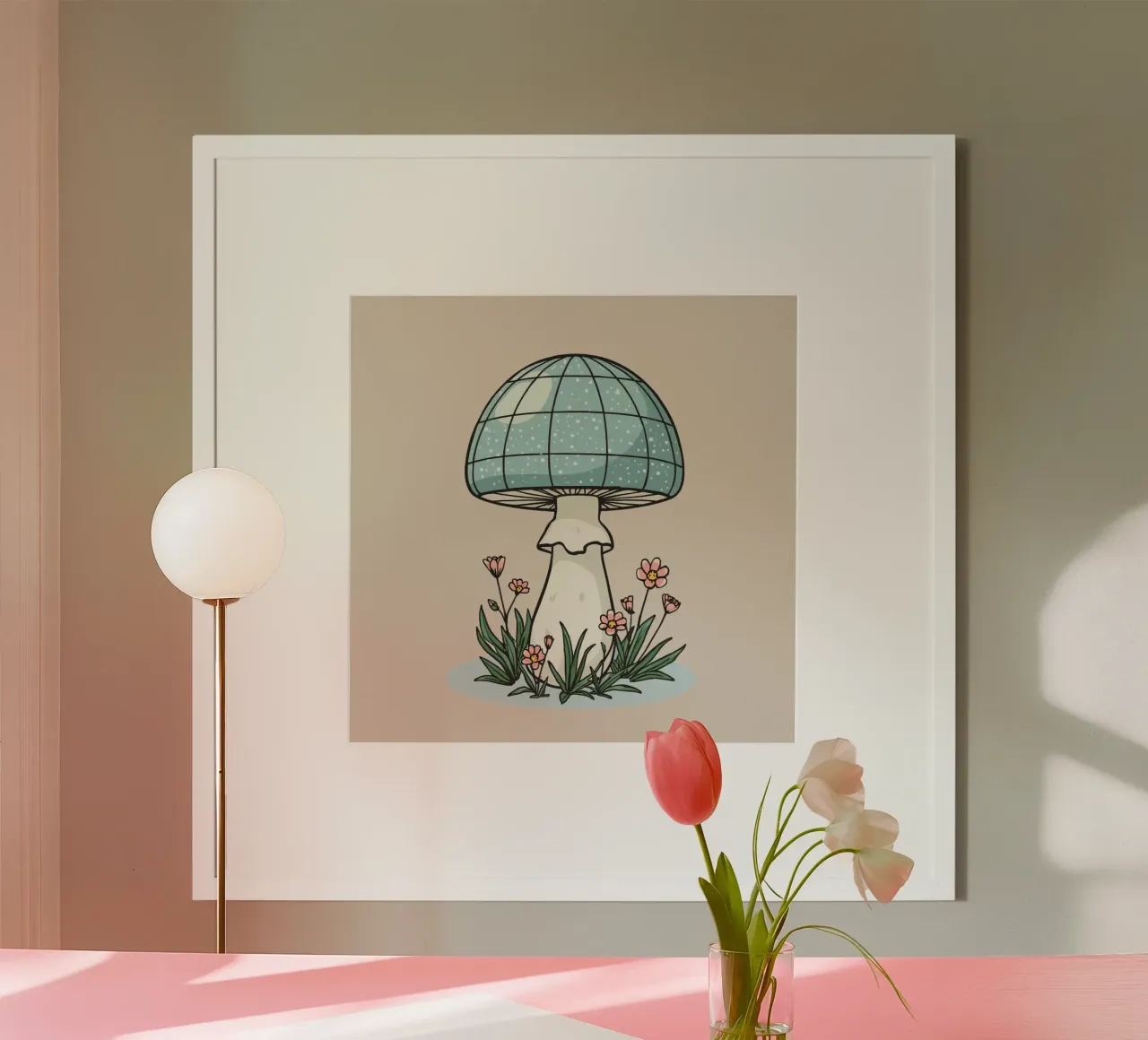 Fungo blu con fiori poster da DesignDoodle