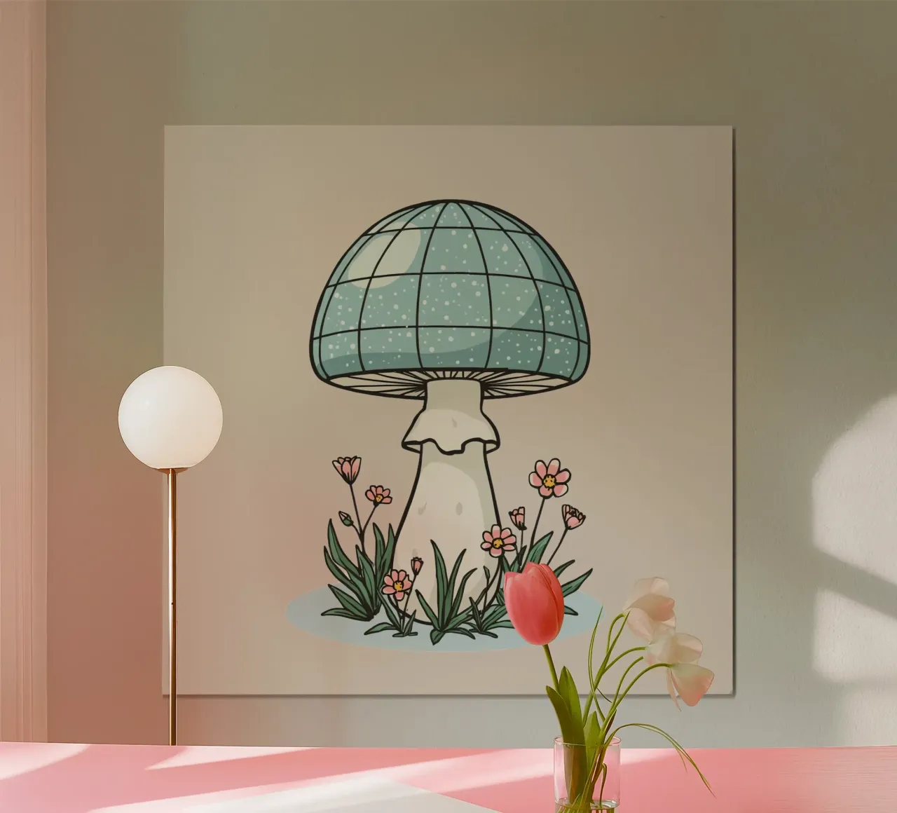 Fungo blu con fiori poster da DesignDoodle