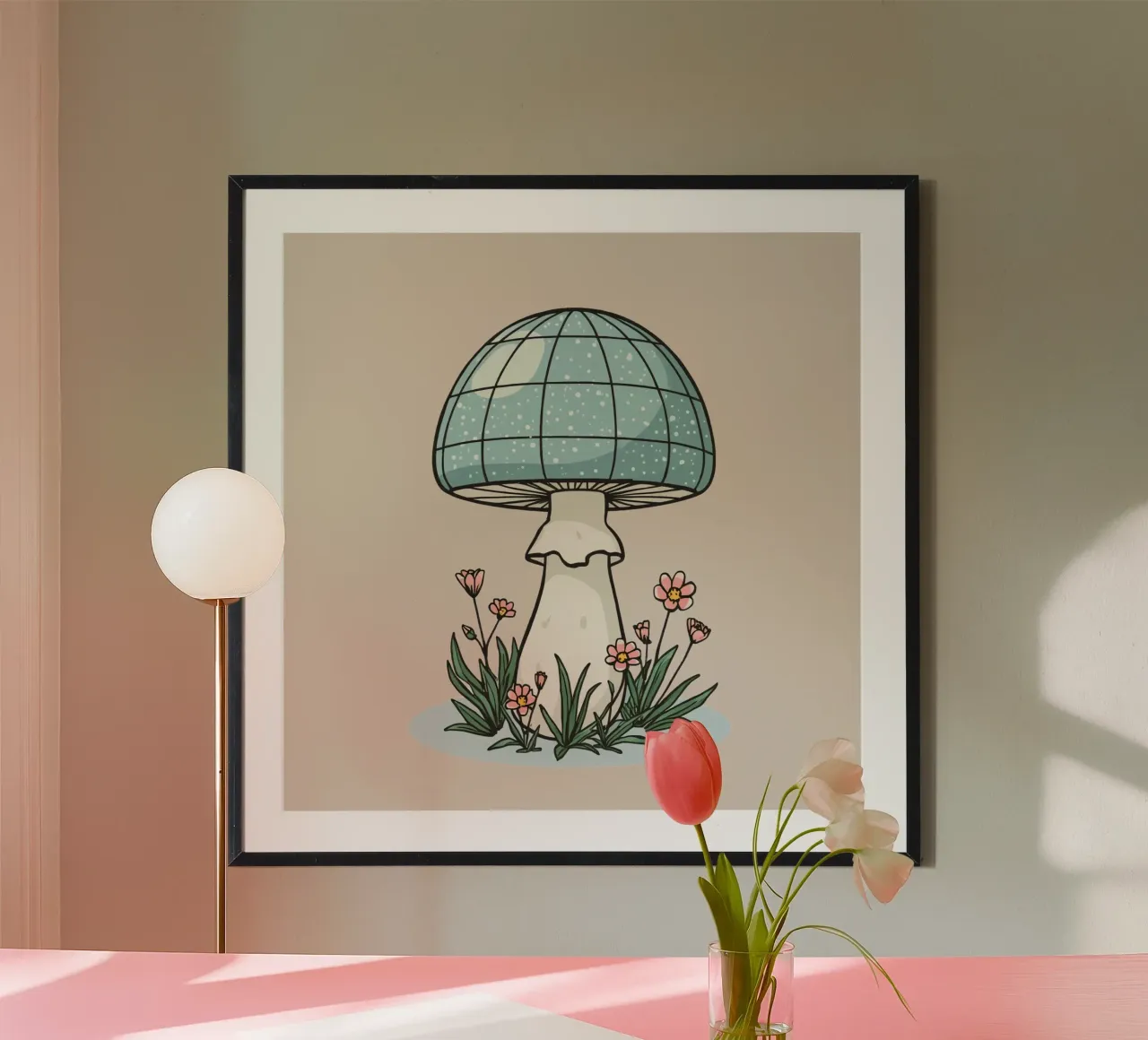 Fungo blu con fiori poster da DesignDoodle