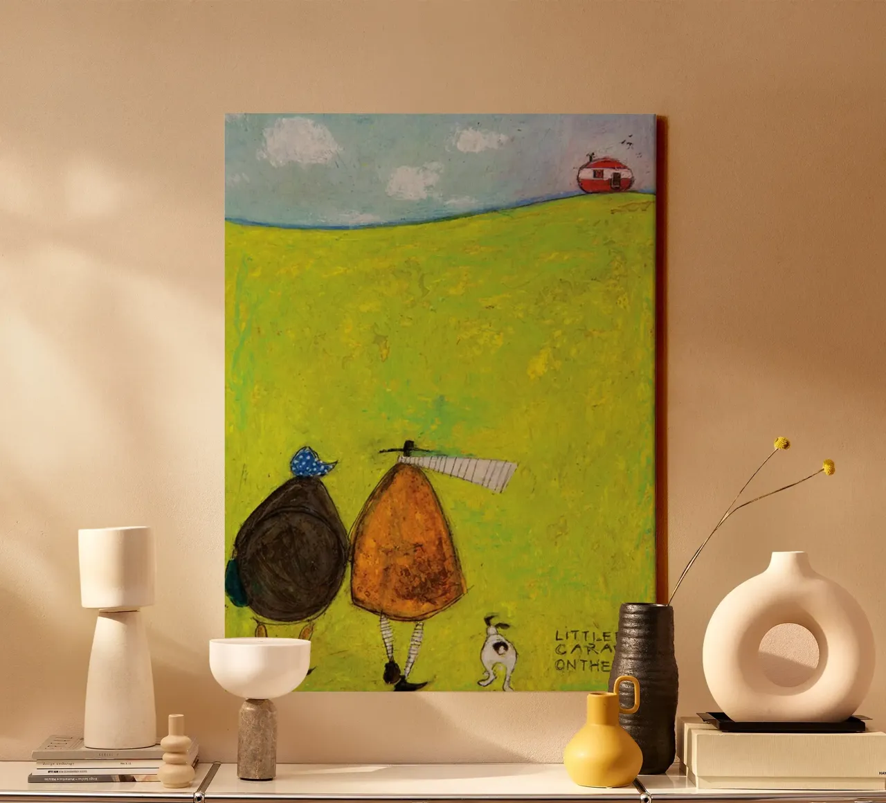 Sam Toft Little Red Caravan On The Hill Painting on canvas canvas by Patrick Mitchell