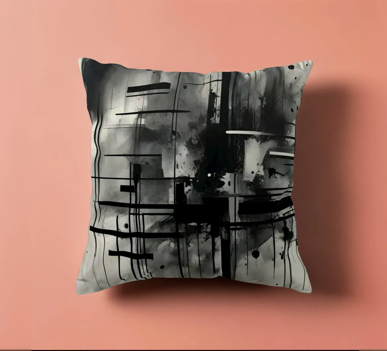 Monochrome Abstract Wall Art - Chaos and Structure 1/2 cuscino da Lady Mathzeba