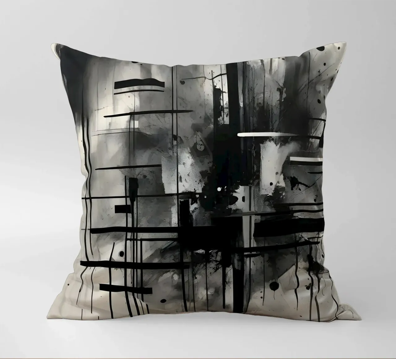 Monochrome Abstract Wall Art - Chaos and Structure 1/2 cuscino da Lady Mathzeba