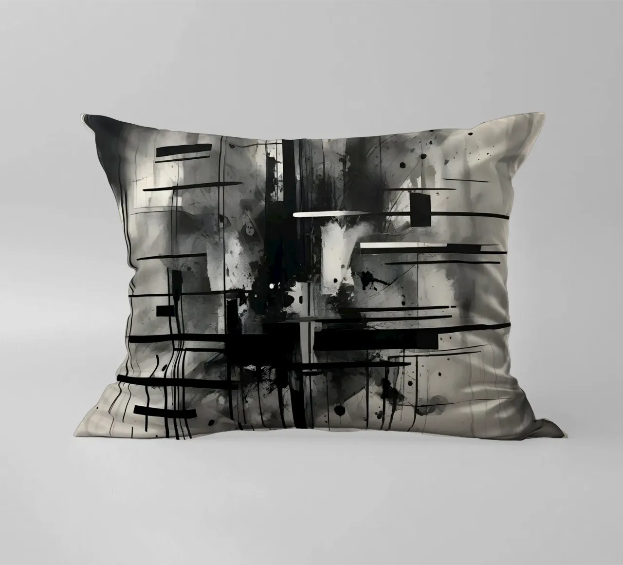 Monochrome Abstract Wall Art - Chaos and Structure 1/2 cuscino da Lady Mathzeba