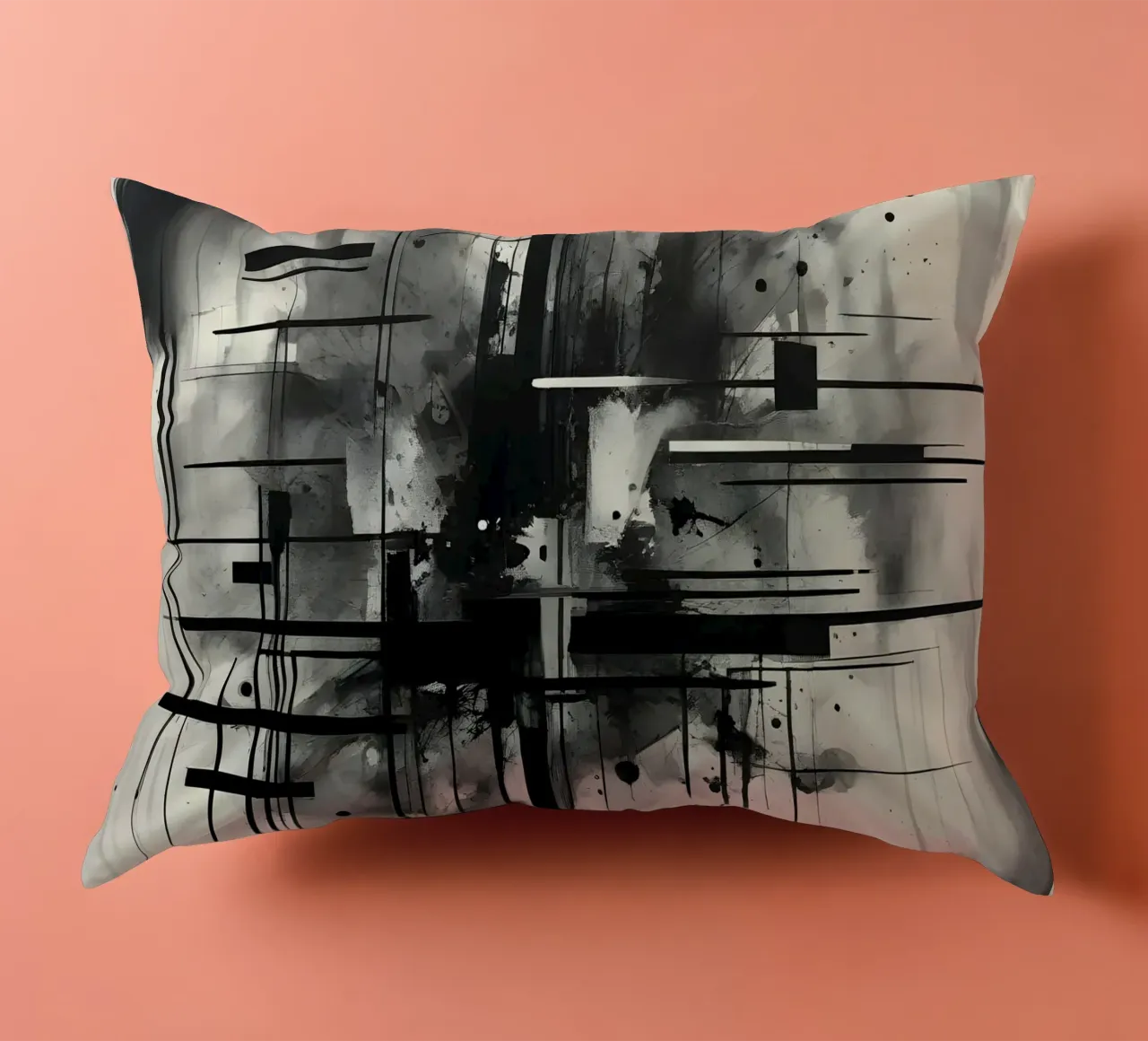 Monochrome Abstract Wall Art - Chaos and Structure 1/2 cuscino da Lady Mathzeba