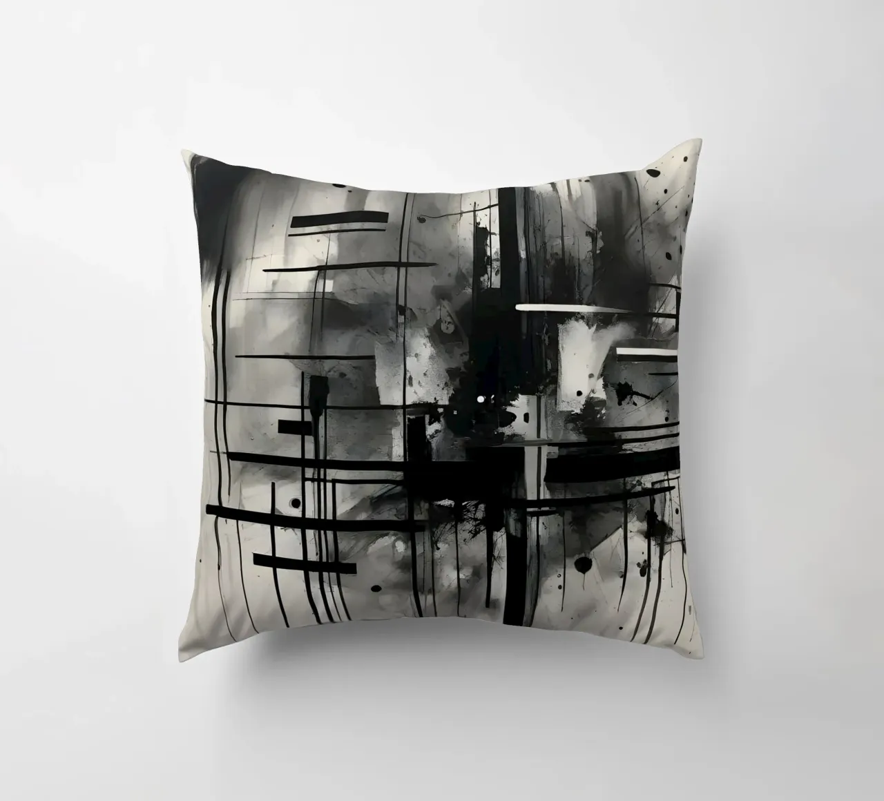 Monochrome Abstract Wall Art - Chaos and Structure 1/2 cuscino da Lady Mathzeba