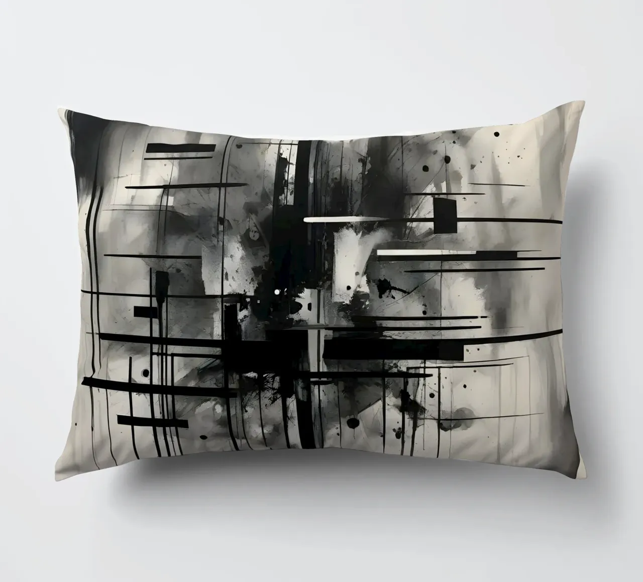 Monochrome Abstract Wall Art - Chaos and Structure 1/2 cuscino da Lady Mathzeba