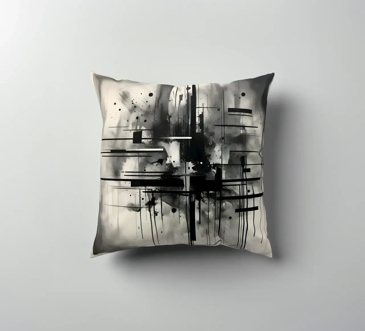 Monochrome Abstract Wall Art - Chaos and Structure 1/2 cuscino da Lady Mathzeba