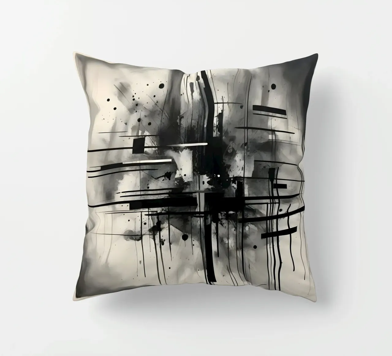 Monochrome Abstract Wall Art - Chaos and Structure 1/2 cuscino da Lady Mathzeba