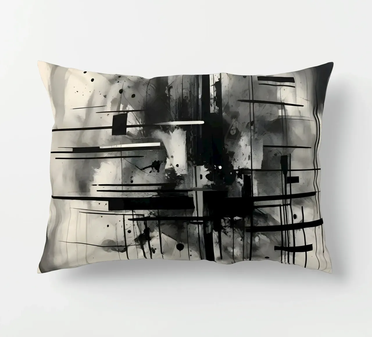 Monochrome Abstract Wall Art - Chaos and Structure 1/2 cuscino da Lady Mathzeba
