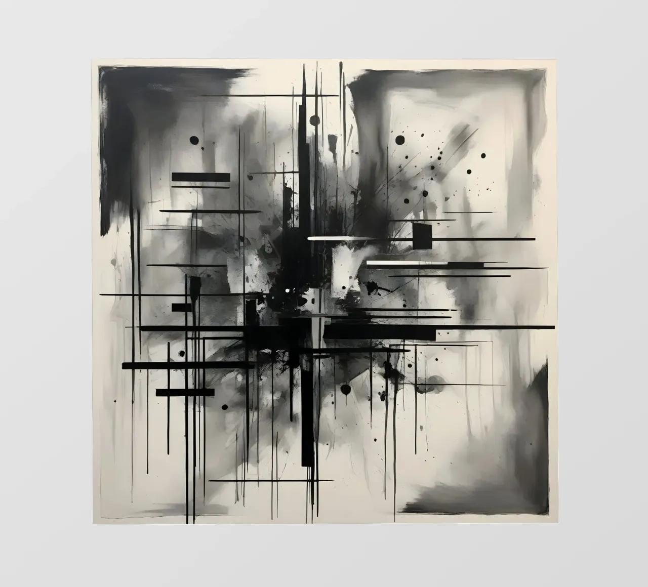 Monochrome Abstract Wall Art - Chaos and Structure 1/2 pellicola backlit da Lady Mathzeba