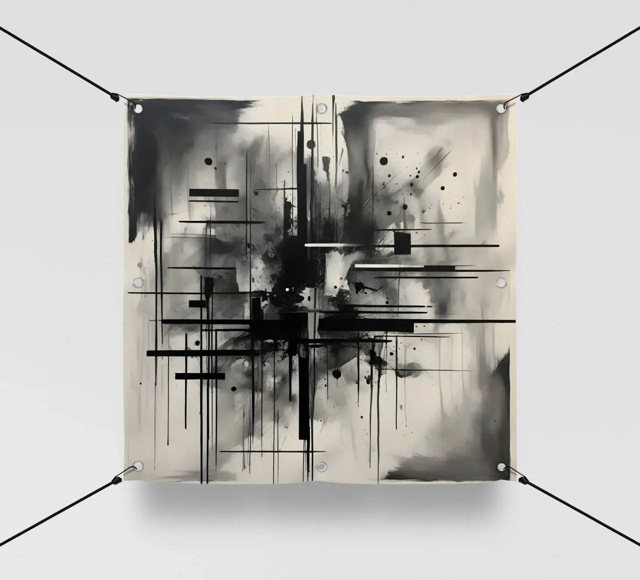 Monochrome Abstract Wall Art - Chaos and Structure 1/2 telo in pvc da Lady Mathzeba