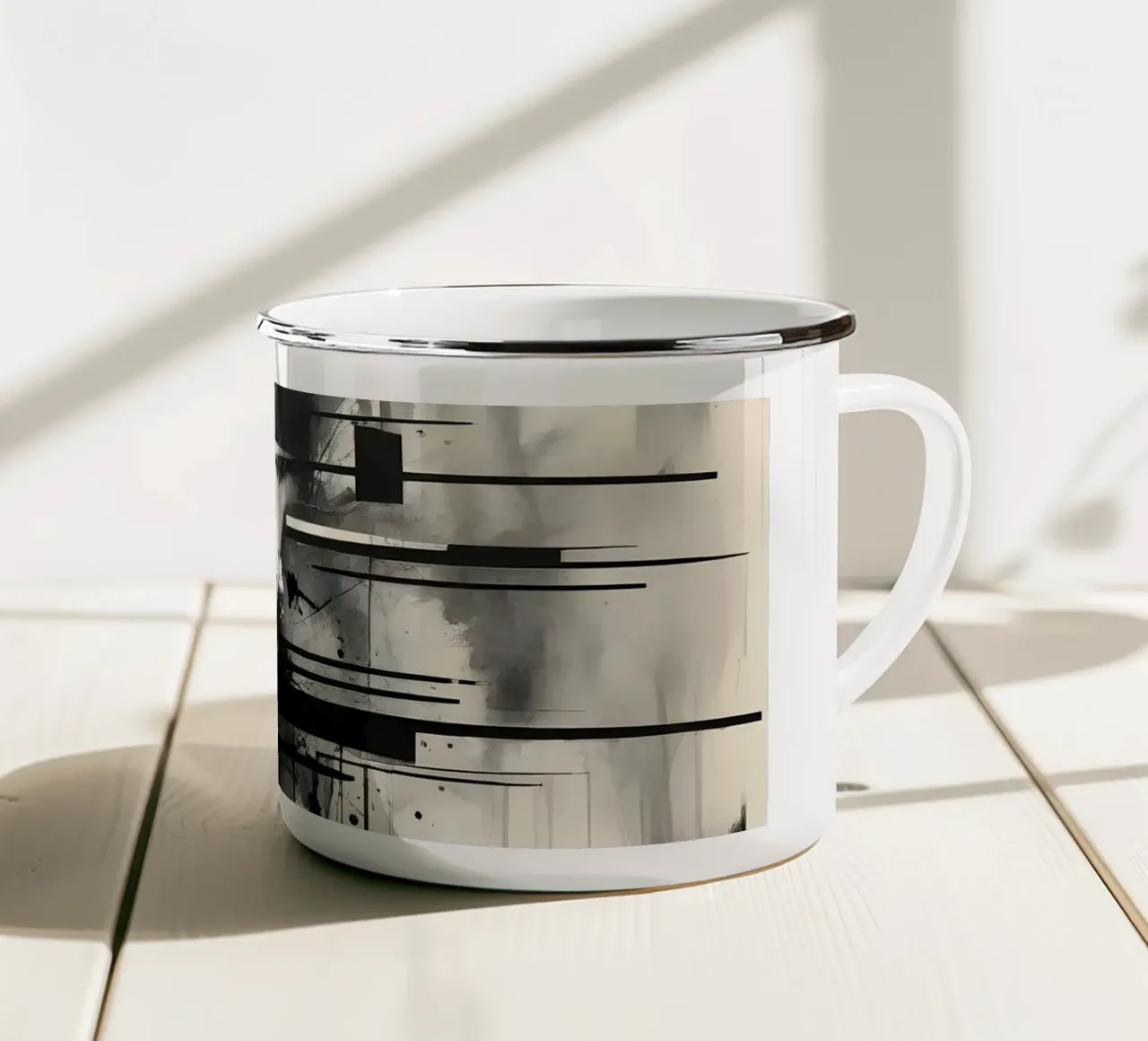 Monochrome Abstract Wall Art - Chaos and Structure 1/2 tazza in smalto da Lady Mathzeba