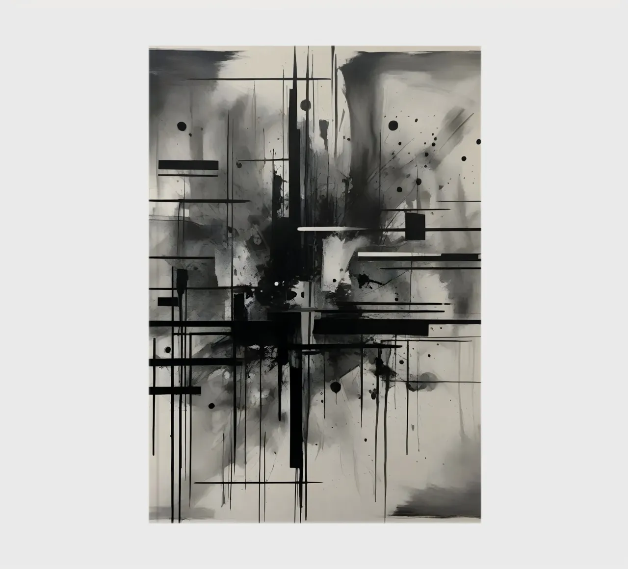 Monochrome Abstract Wall Art - Chaos and Structure 1/2 notebook by Lady Mathzeba