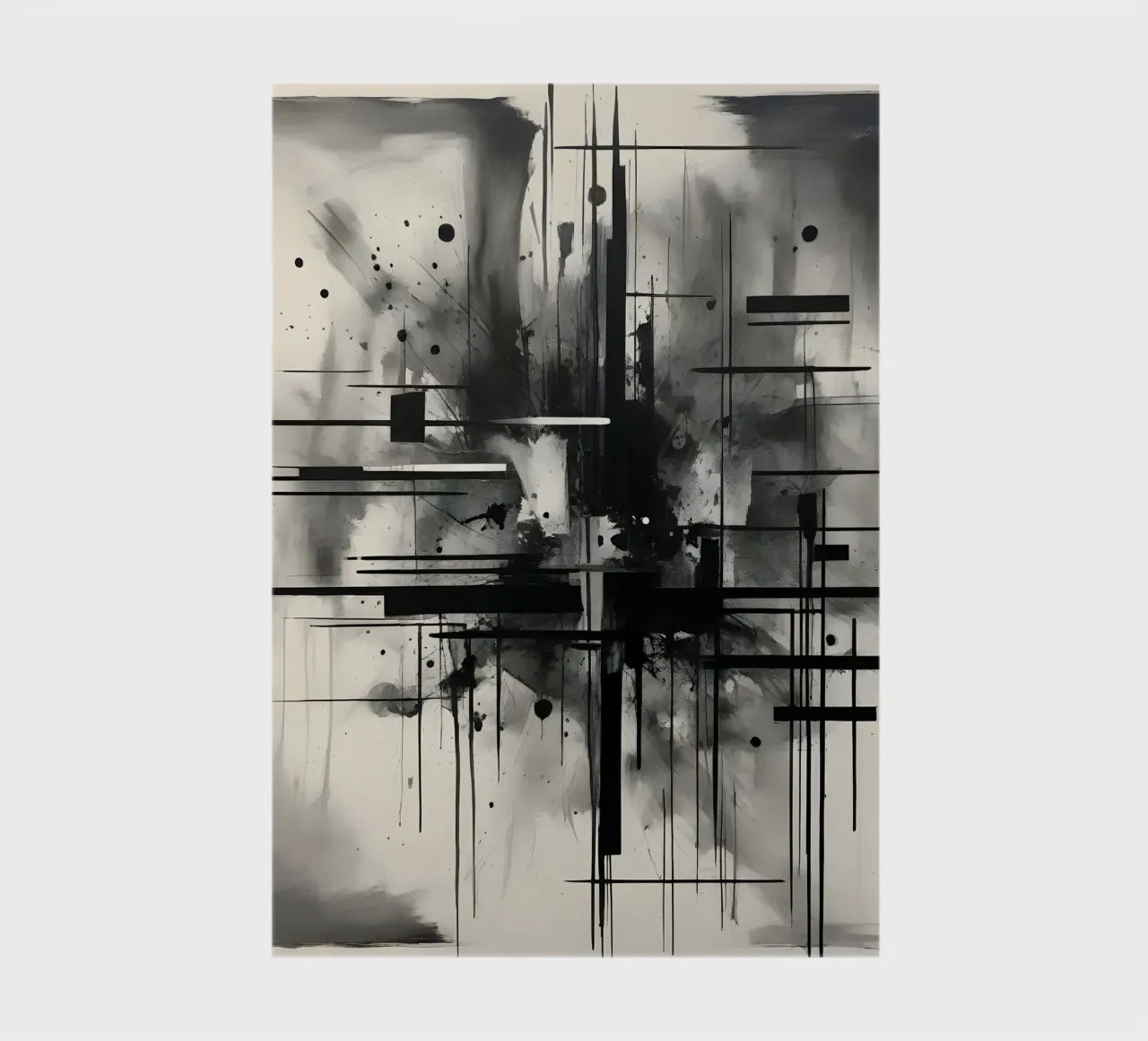 Monochrome Abstract Wall Art - Chaos and Structure 1/2 notebook by Lady Mathzeba