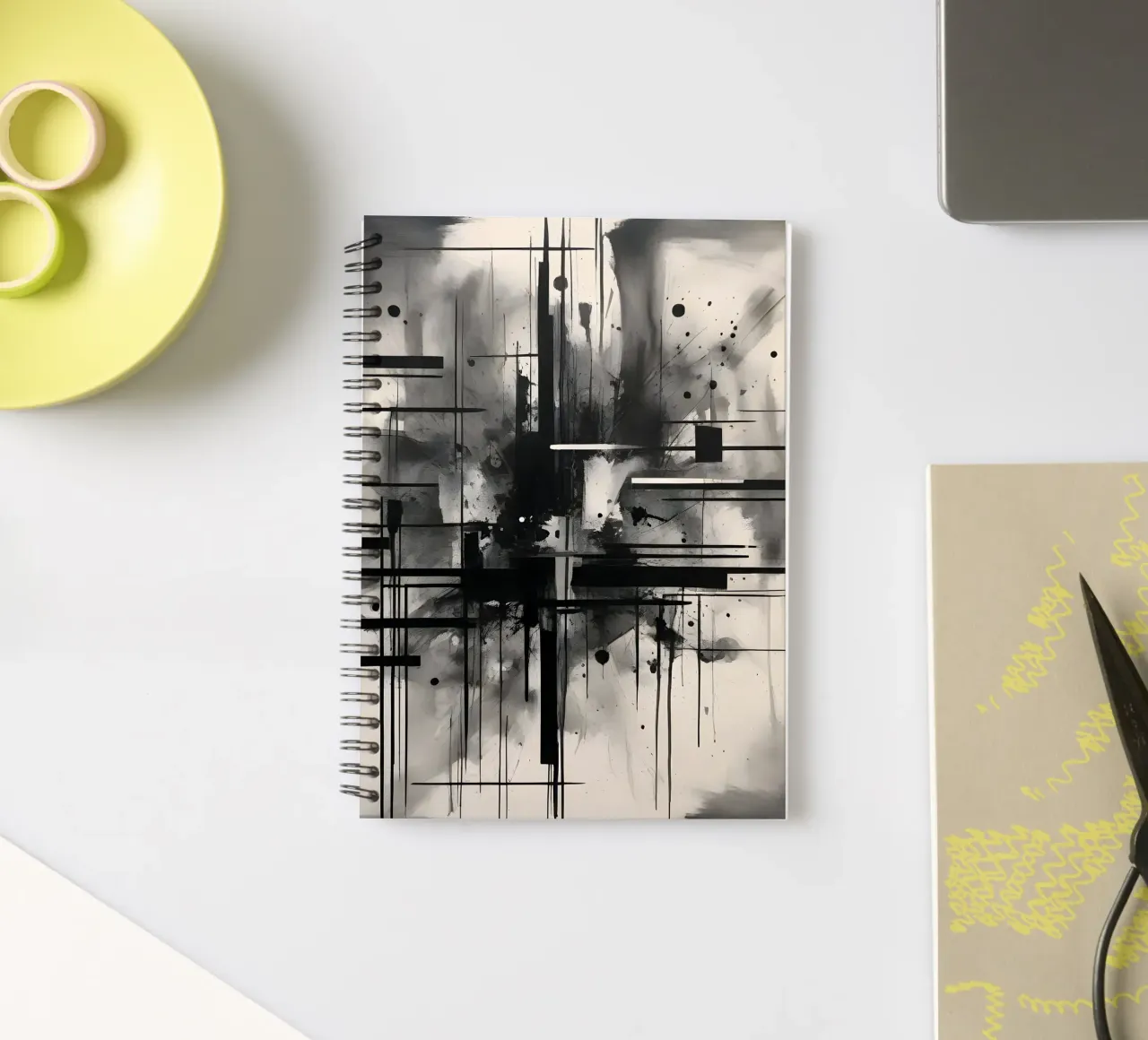 Monochrome Abstract Wall Art - Chaos and Structure 1/2 diario ad anelli da Lady Mathzeba