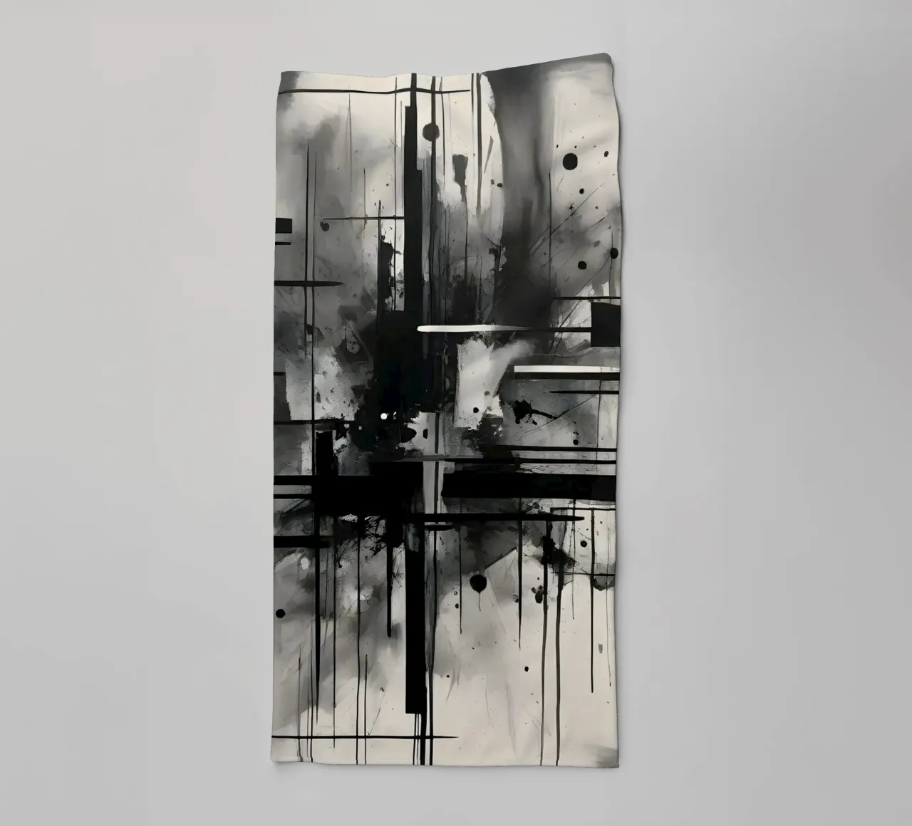 Monochrome Abstract Wall Art - Chaos and Structure 1/2 asciugamano da bagno da Lady Mathzeba