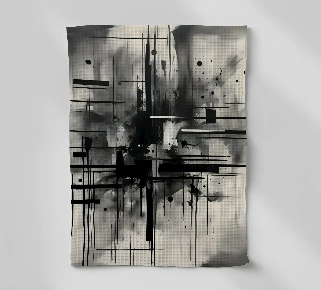 Monochrome Abstract Wall Art - Chaos and Structure 1/2 torchon de Lady Mathzeba