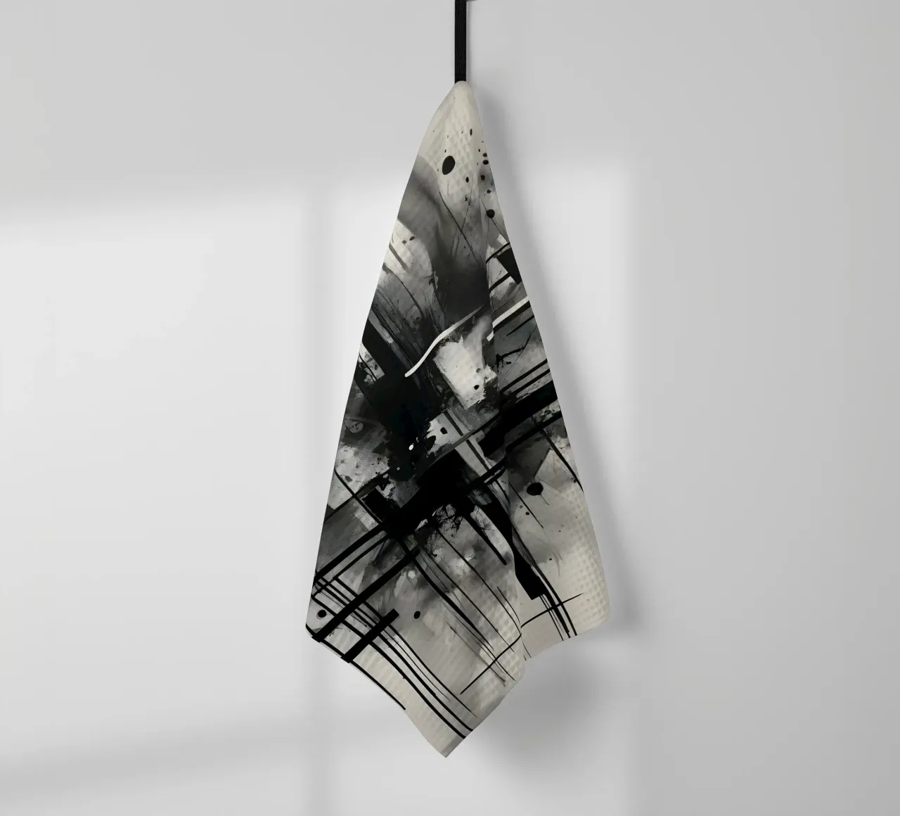 Monochrome Abstract Wall Art - Chaos and Structure 1/2 torchon de Lady Mathzeba