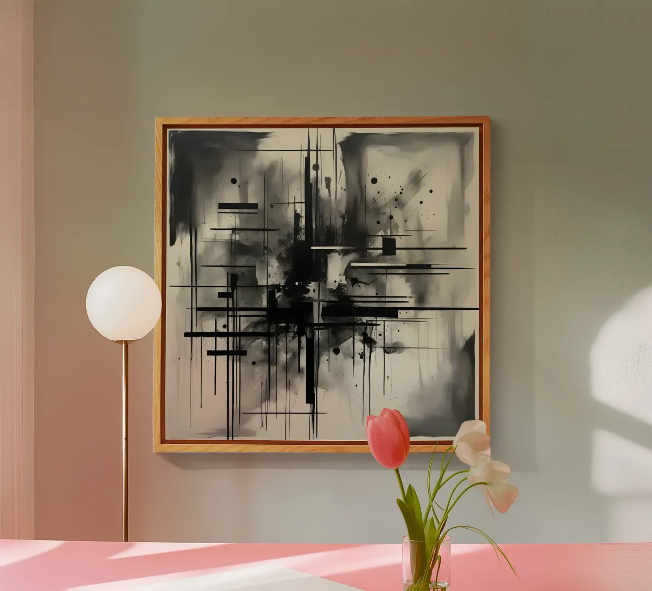 Monochrome Abstract Wall Art - Chaos and Structure 1/2 metacrilato de Lady Mathzeba