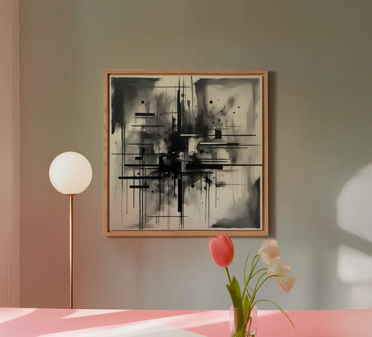 Monochrome Abstract Wall Art - Chaos and Structure 1/2 pannello forex da Lady Mathzeba