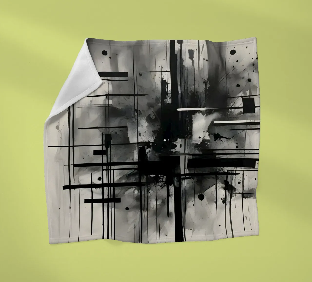 Monochrome Abstract Wall Art - Chaos and Structure 1/2 coperta in pile da Lady Mathzeba