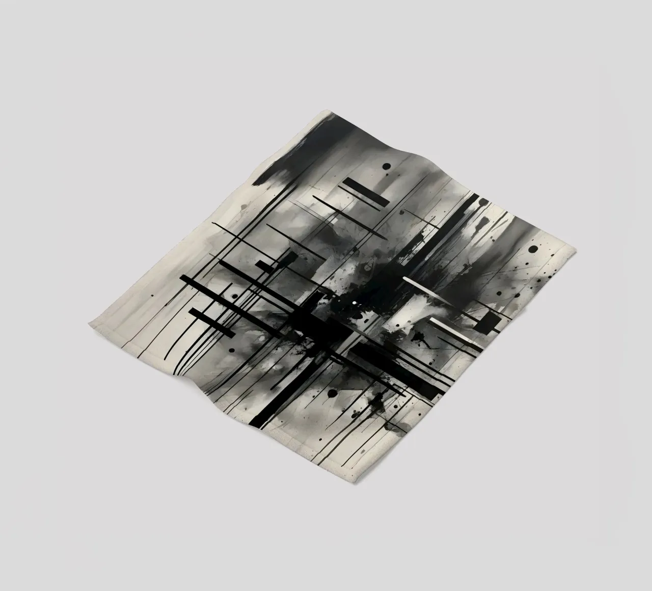 Monochrome Abstract Wall Art - Chaos and Structure 1/2 coperta in pile da Lady Mathzeba