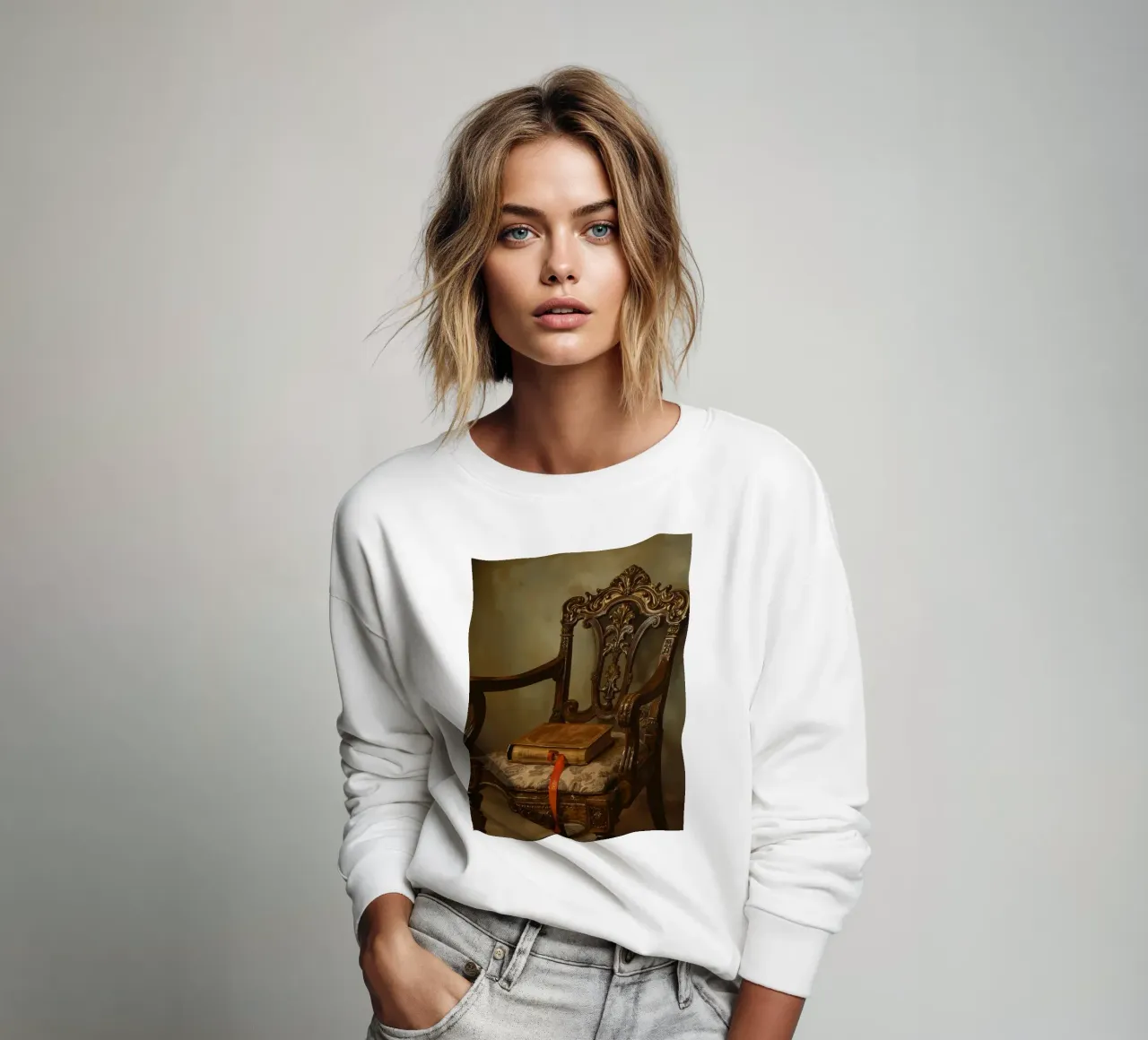 Sedia ornata con libro e nastro felpa da DesignDoodle