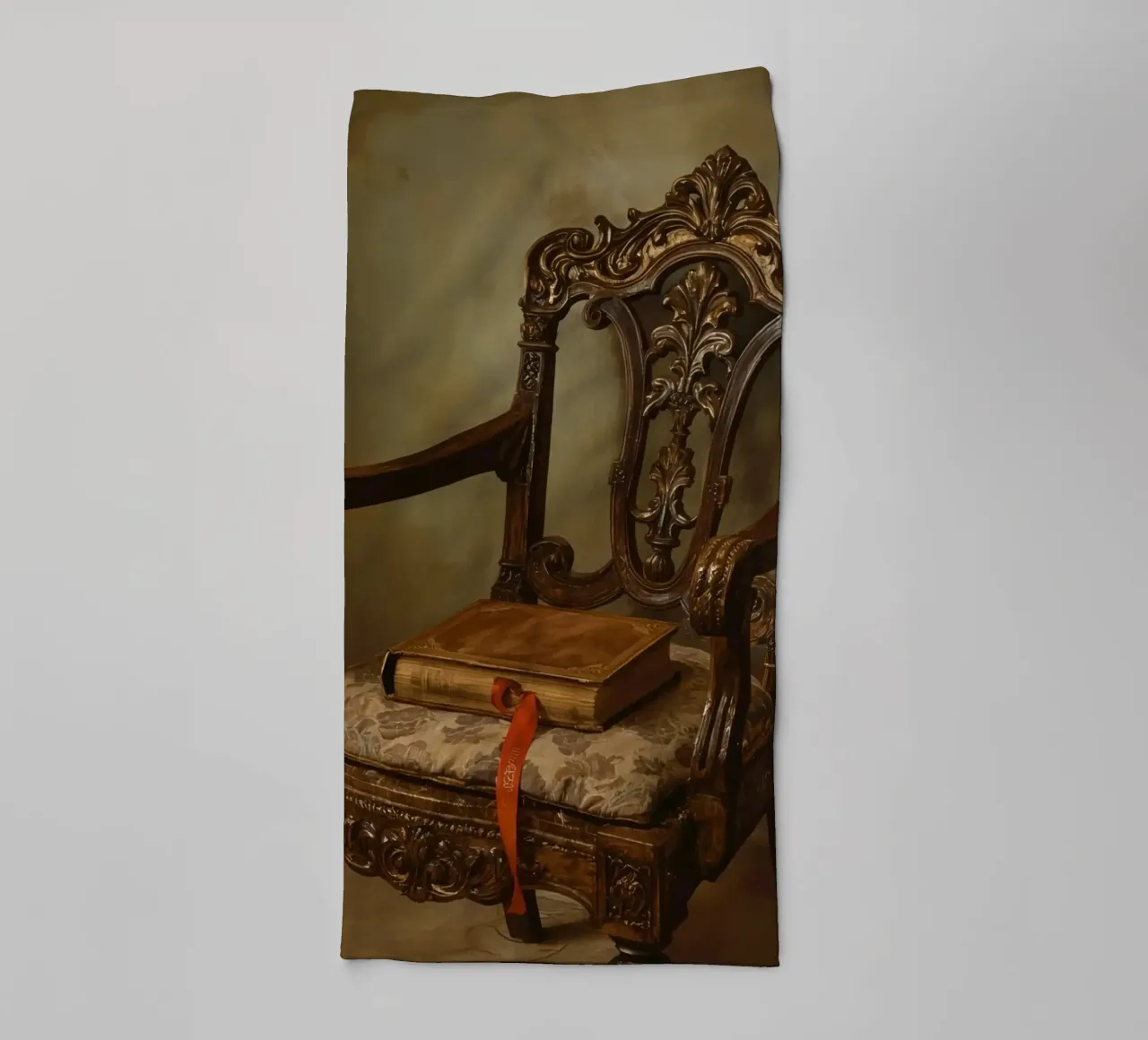 Sedia ornata con libro e nastro asciugamano da bagno da DesignDoodle