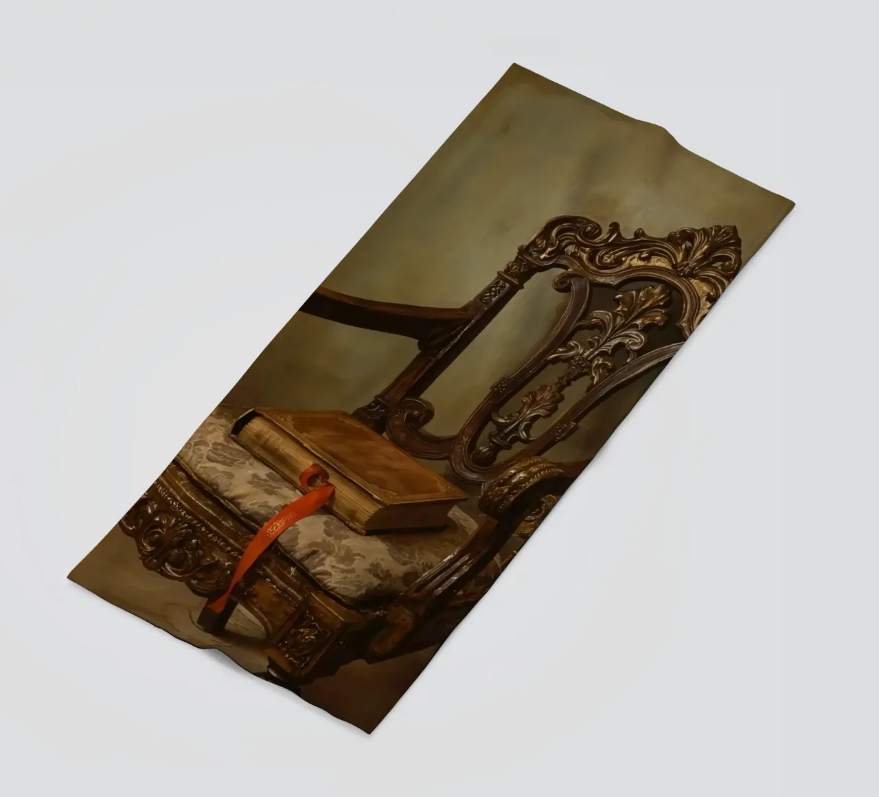 Sedia ornata con libro e nastro telo mare da DesignDoodle