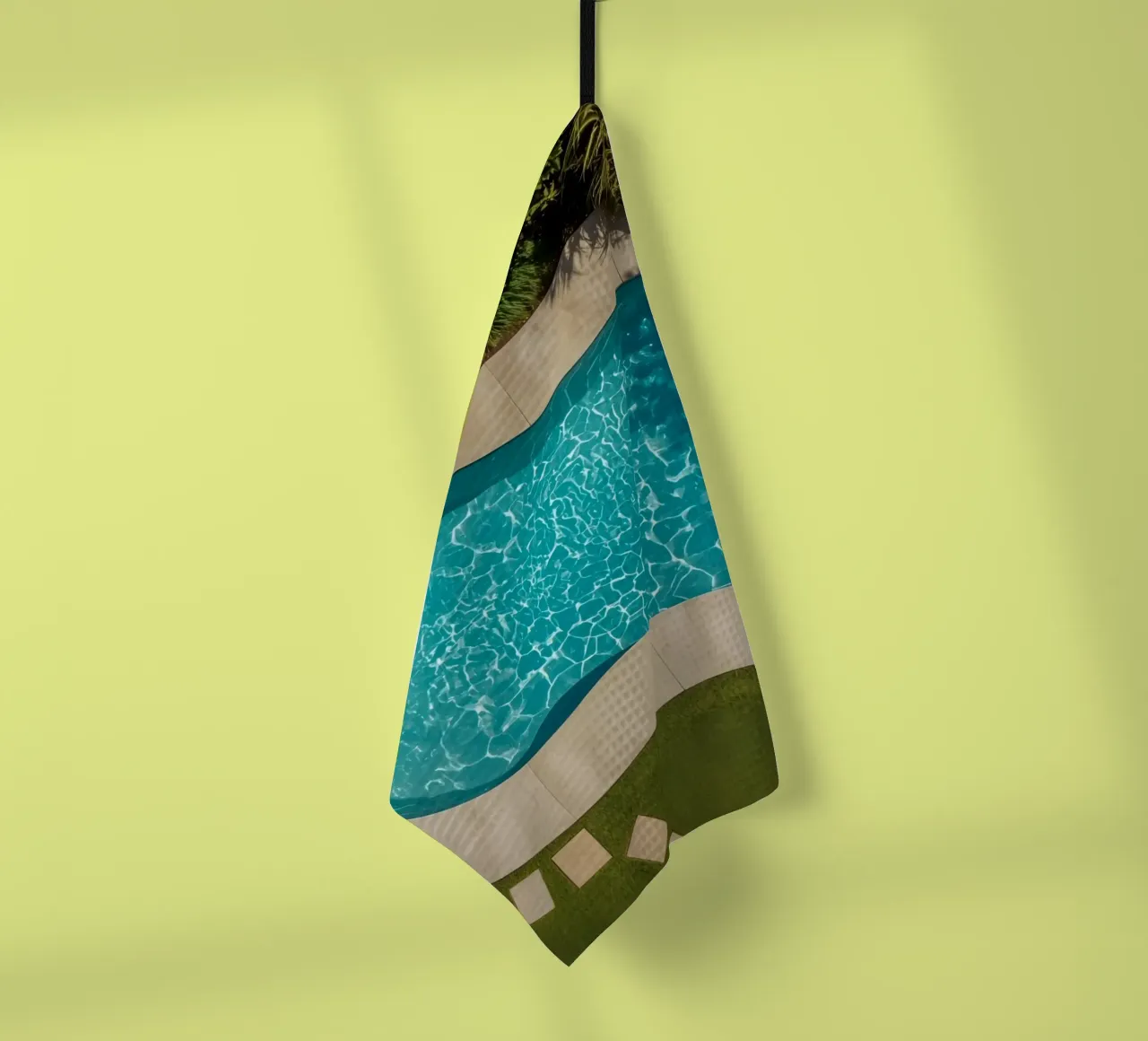 Vue aérienne d'une piscine en forme de rein avec paysage torchon de DesignDoodle