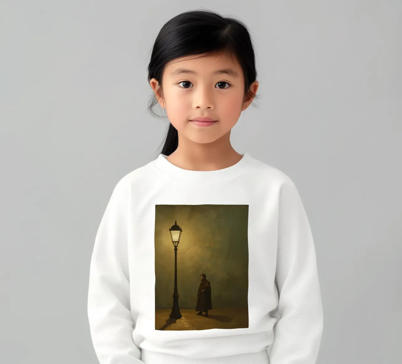 Pittura di un uomo in piedi accanto a un lampione acceso felpa bambino da DesignDoodle