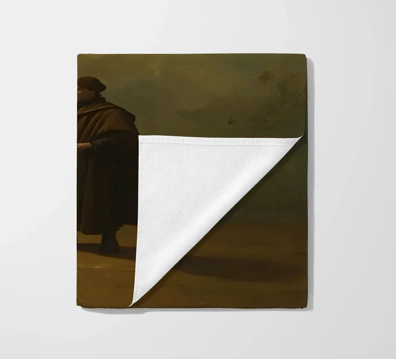 Pittura di un uomo in piedi accanto a un lampione acceso telo mare da DesignDoodle