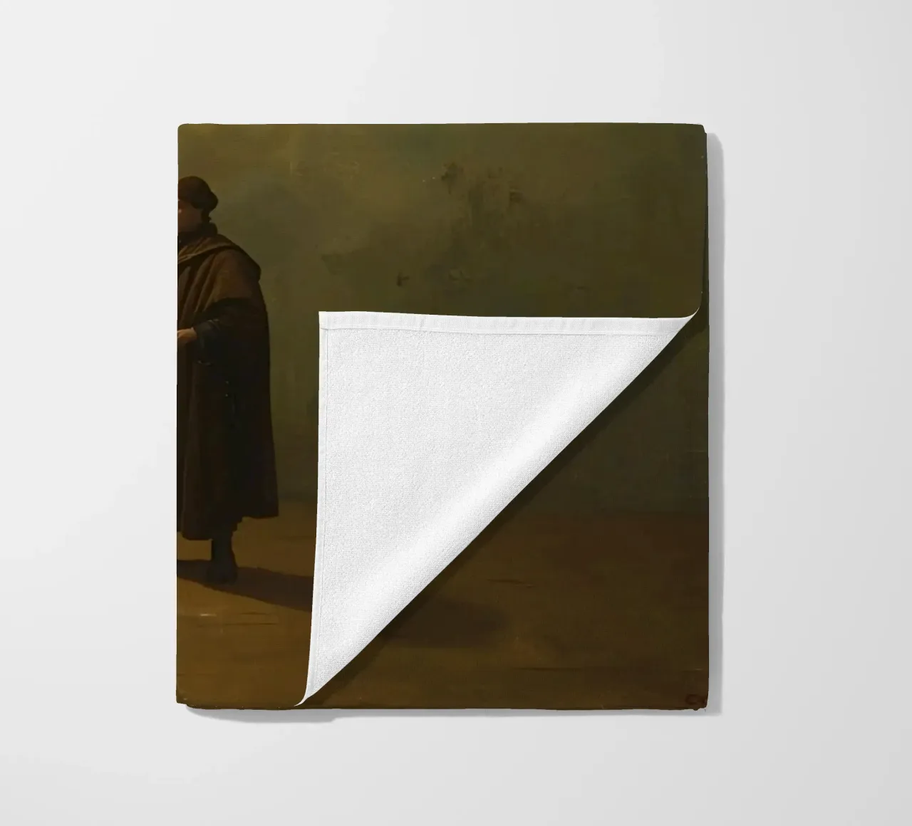 Pittura di un uomo in piedi accanto a un lampione acceso telo mare da DesignDoodle