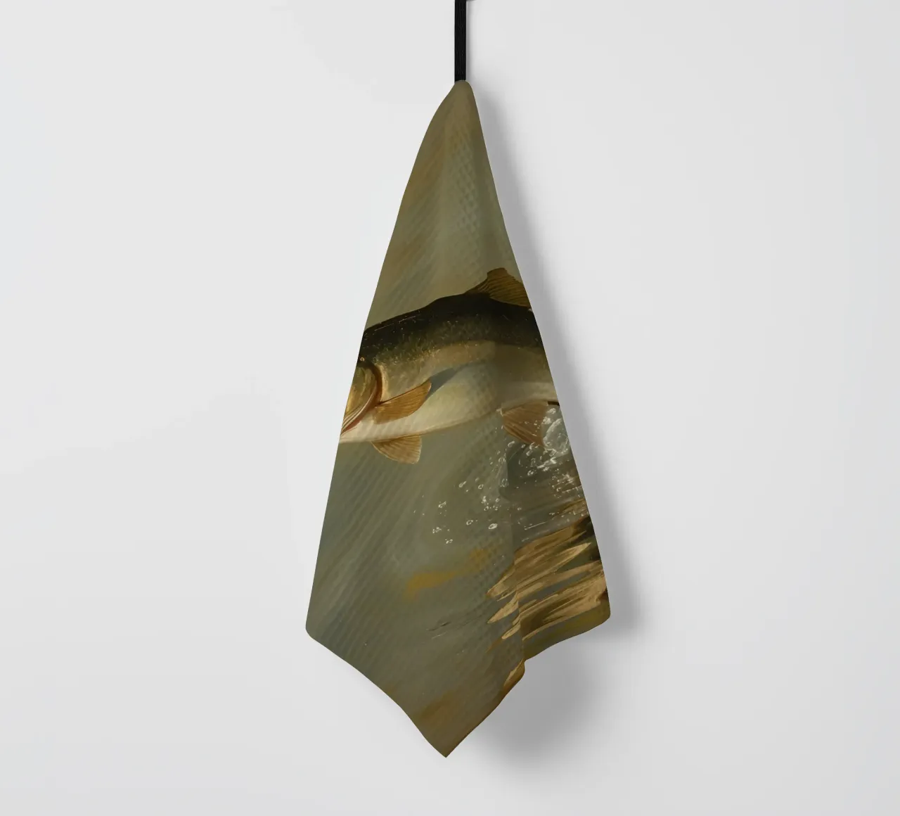 Peinture d'une truite sautant dans l'eau torchon de DesignDoodle