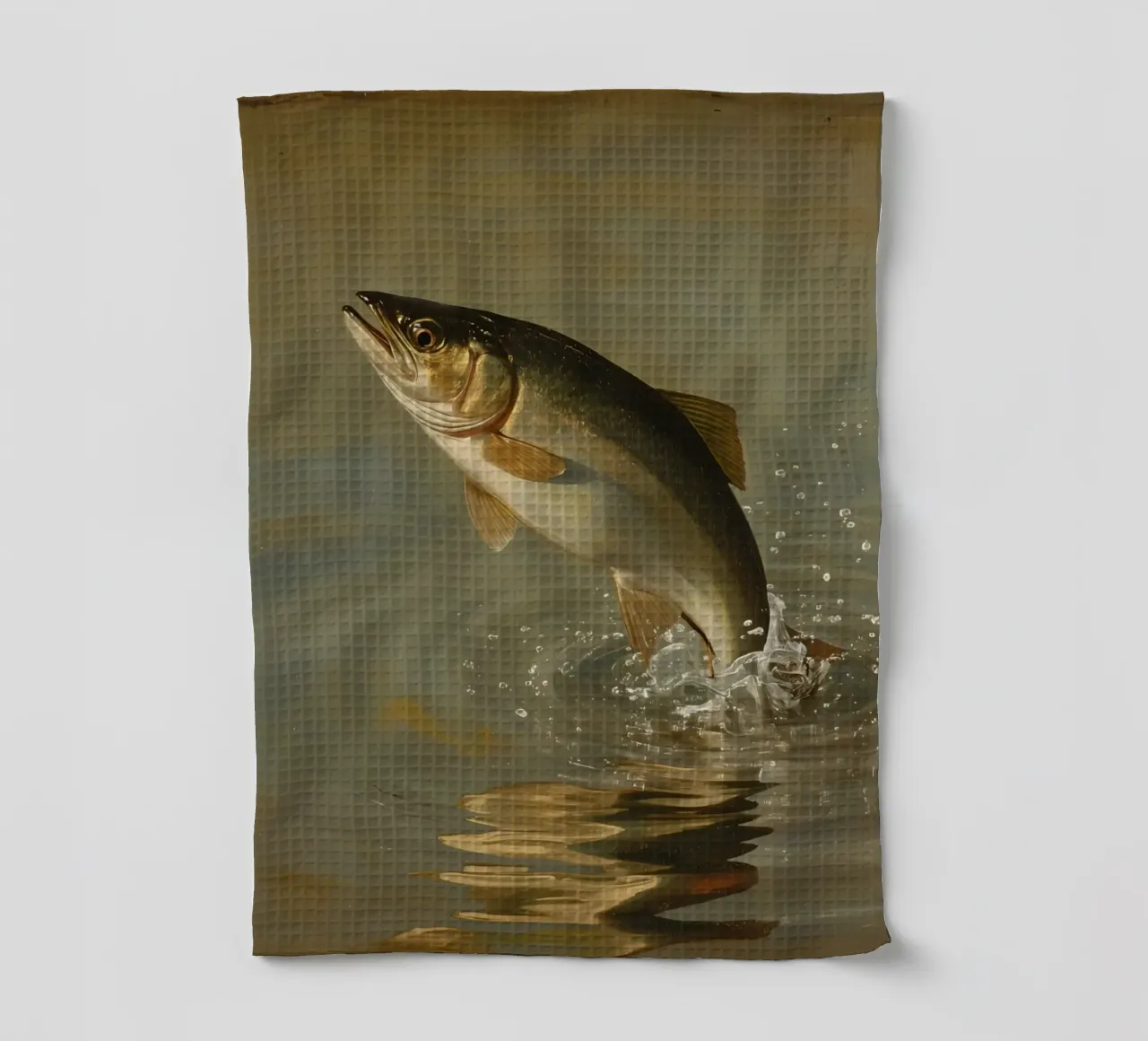 Peinture d'une truite sautant dans l'eau torchon de DesignDoodle
