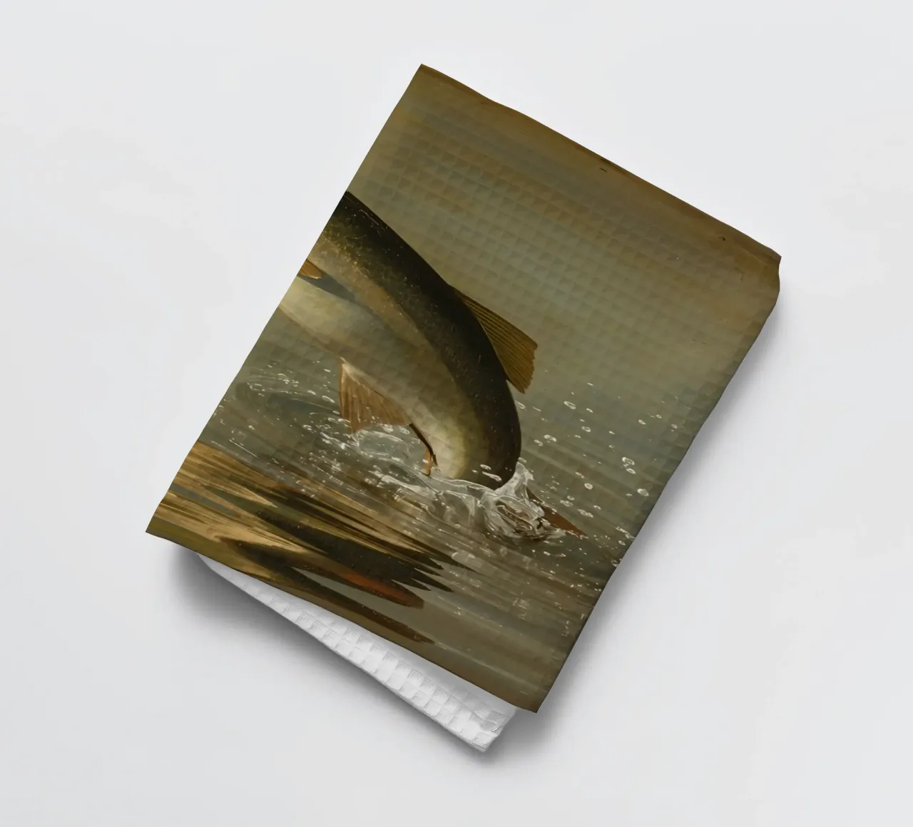 Peinture d'une truite sautant dans l'eau torchon de DesignDoodle