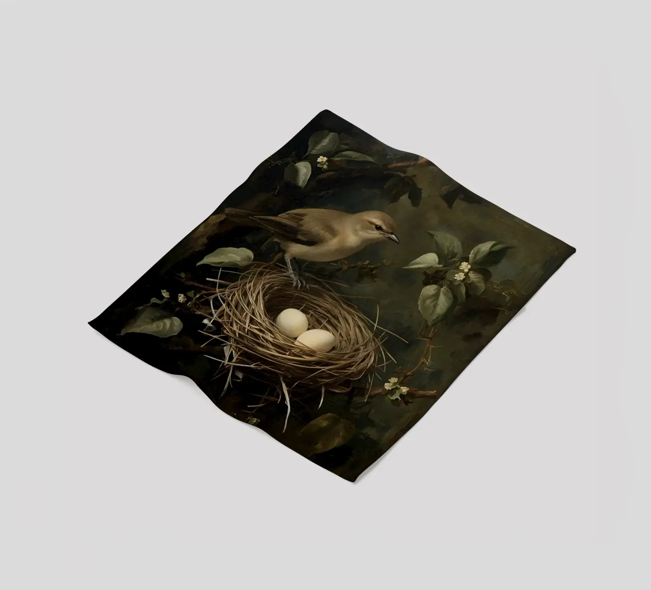 Gemälde von Vogelnest und Eiern auf Zweig Fleecedecke von DesignDoodle
