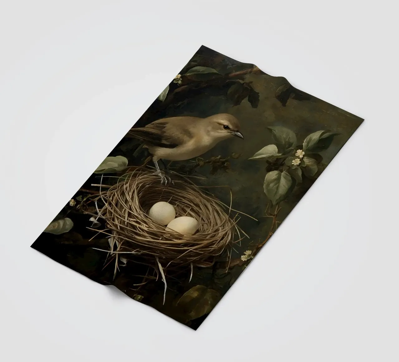 Gemälde von Vogelnest und Eiern auf Zweig Fleecedecke von DesignDoodle