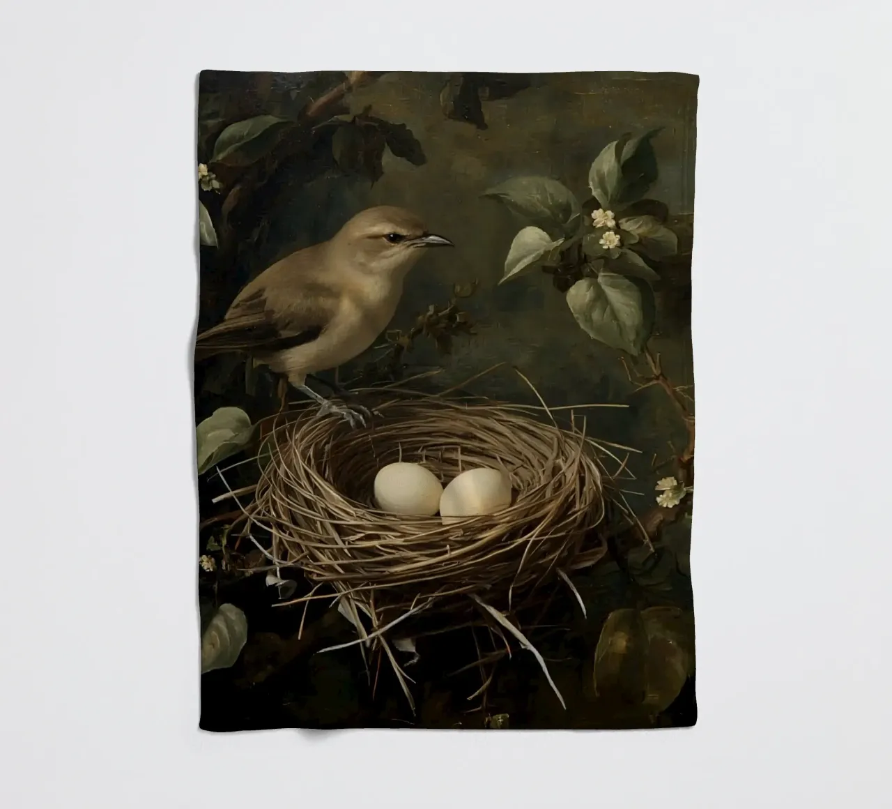 Gemälde von Vogelnest und Eiern auf Zweig Fleecedecke von DesignDoodle