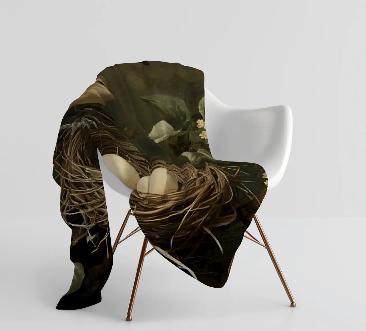 Gemälde von Vogelnest und Eiern auf Zweig Fleecedecke von DesignDoodle