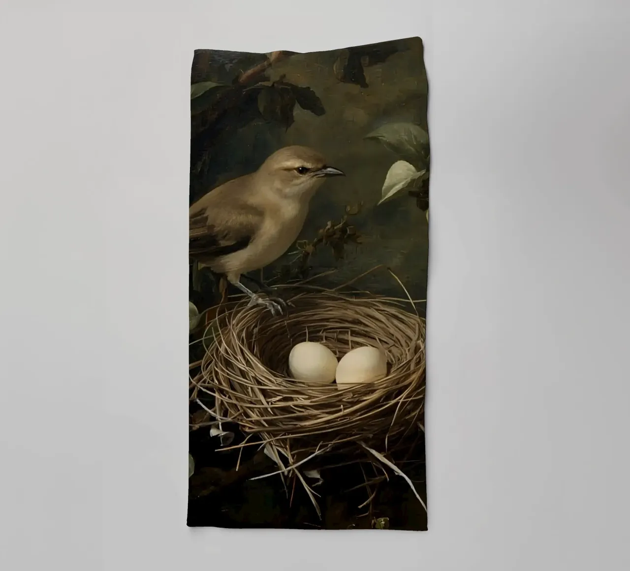 Gemälde von Vogelnest und Eiern auf Zweig Handtuch von DesignDoodle