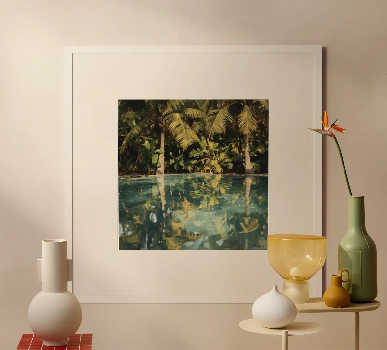 Palm Trees Reflected in Water poster by DesignDoodle