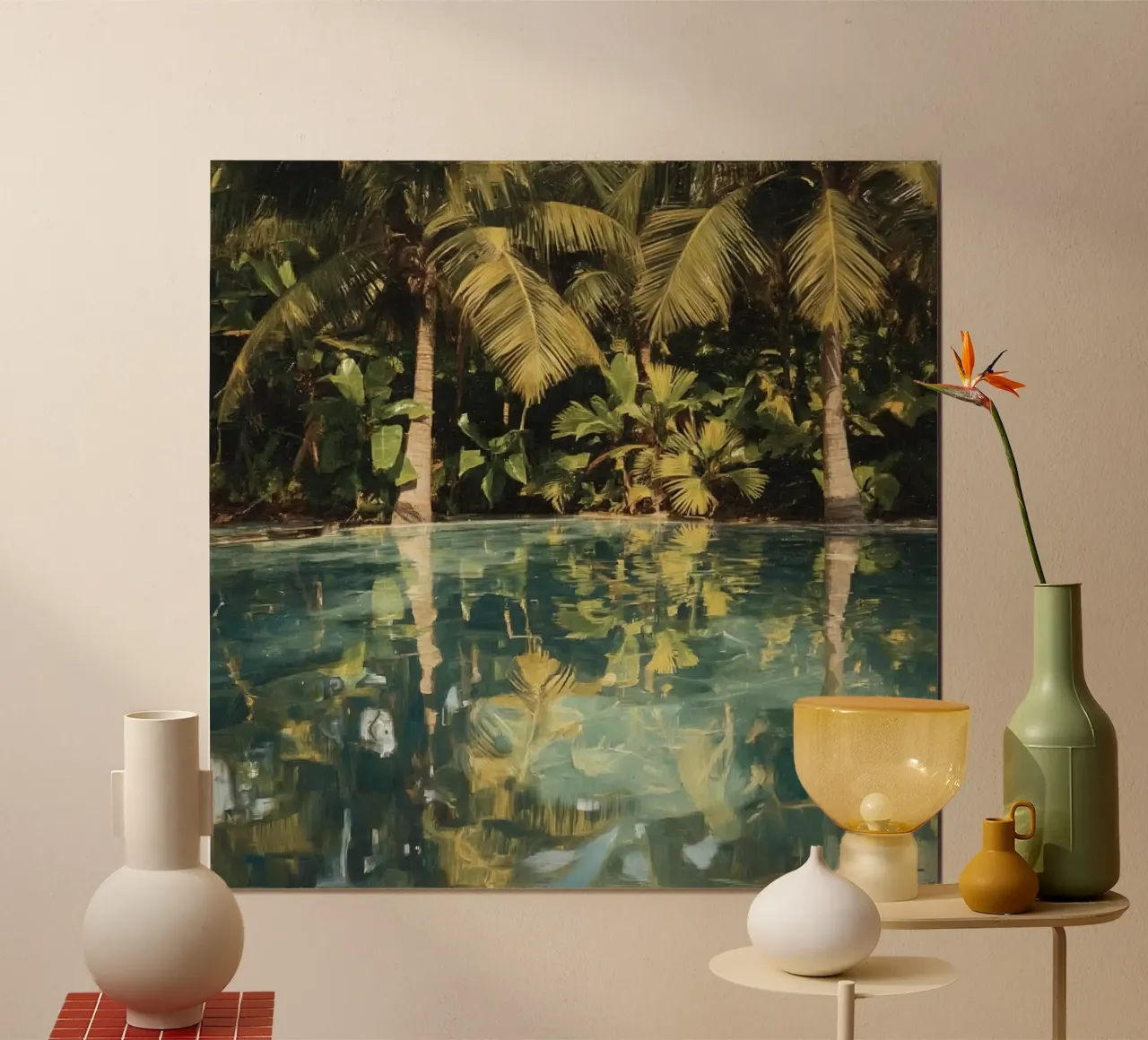 Palm Trees Reflected in Water poster by DesignDoodle