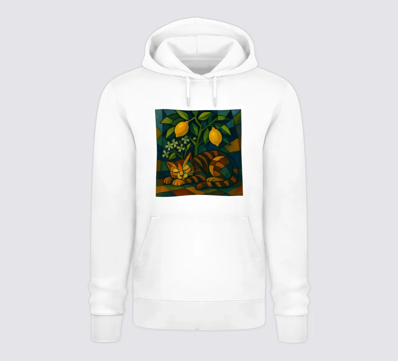 Sleeping Cat in Citrus Shade felpa con cappuccio da LemonCat Studio